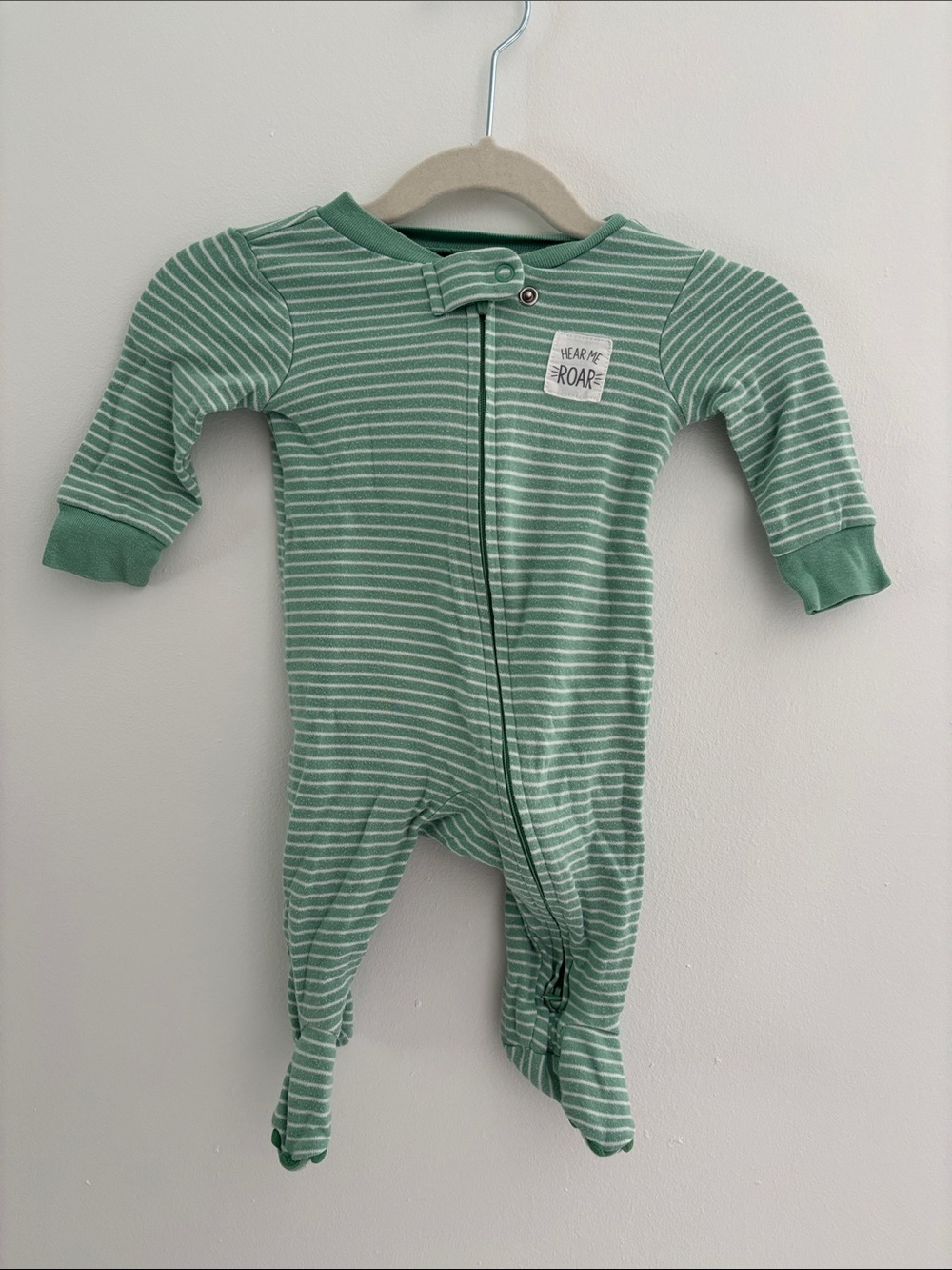 Carter's Green Dinosaur Footed One-Piece 0-3M